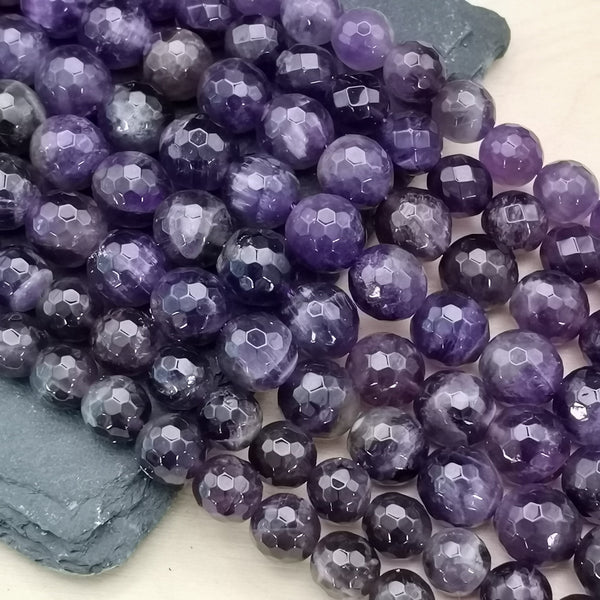 Fil de perles d'améthyste facettées — La Pierre FR