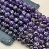 Perles d'Améthyste facettées 4, 6, 8 et 10 mm — Fil de 36 cm