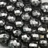 Perles d'Onyx Noir facettées 4, 6, 8 et 10 mm — Fil de 36 cm