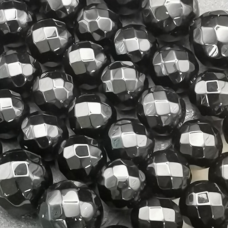 Perles d'onyx noir facettées et percées, qualité AAA
