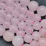 Perles de Quartz Rose facettées 4, 6, 8 et 10 mm — Fil de 36 cm