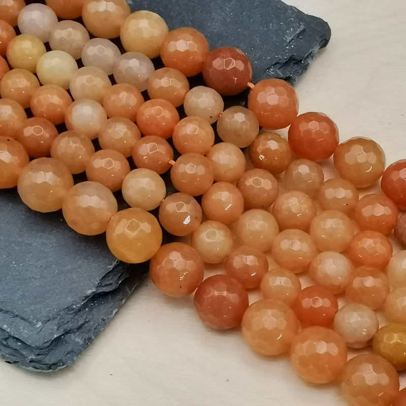 Perles naturelles d'aventurine orange pour bijoux