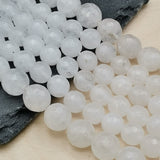 Perles de Jade Blanc Néphrite facettées 4, 6, 8 et 10 mm — Fil de 36 cm