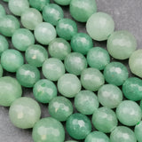 Perles d'Aventurine Verte facettées 4, 6, 8 et 10 mm — Fil de 36 cm