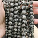 Perles de Larvikite facettées 4, 6, 8 et 10 mm — Fil de 36 cm