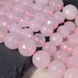 Perles de Quartz Rose facettées 4, 6, 8 et 10 mm — Fil de 36 cm