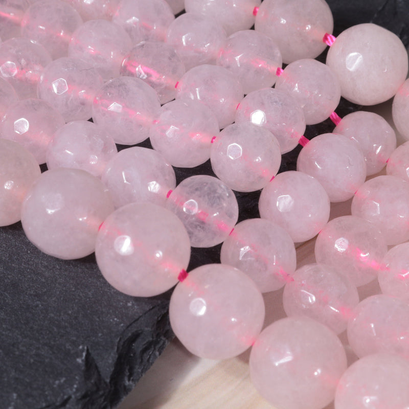 Fil de 36 cm de perles de quartz rose naturelles