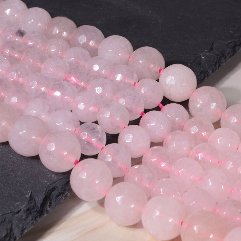 Perles de quartz rose en 4, 6, 8 et 10 mm