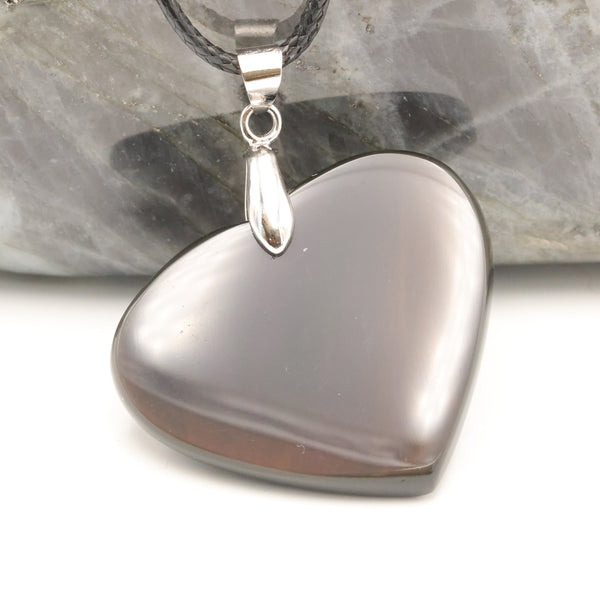Pendentif cœur obsidienne du Mexique, environ 30 x 35 mm
