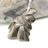 Pendentif Tête d'Indien en Obsidienne Dorée — Pierre naturelle du Mexique