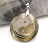 Pendentif Yin Yang en Obsidienne Dorée — Pierre naturelle du Mexique
