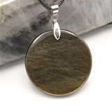 Pendentif Yin Yang en Obsidienne Dorée — Pierre naturelle du Mexique