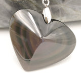 Pendentif Cœur en Obsidienne Œil Céleste — Pierre naturelle du Mexique