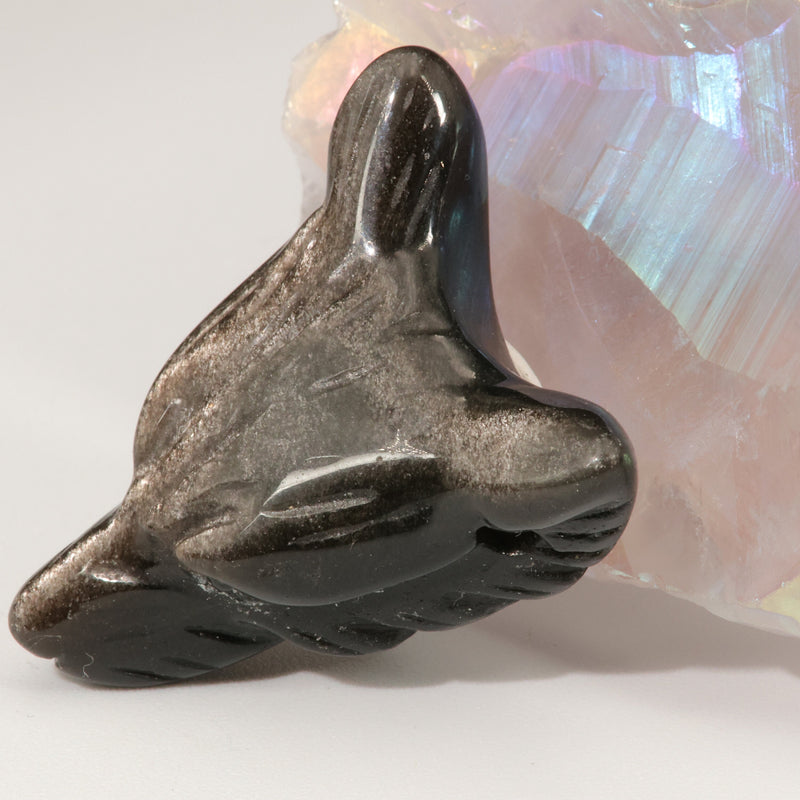 Pendentif loup obsidienne argentée avec son cordon ciré de 50 cm