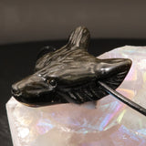 Pendentif Tête de Loup en Obsidienne Dorée — Pierre naturelle du Mexique