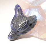 Pendentif Tête de Loup en Sodalite — Pierre naturelle sculptée