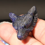 Pendentif Tête de Loup en Sodalite — Pierre naturelle sculptée