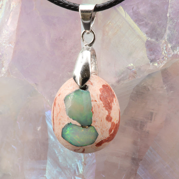 Pendentif opale verte du Mexique, cabochon 20x16 mm - La Pierre FR