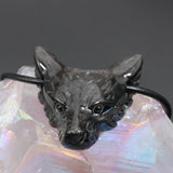 Pendentif Tête de Loup en Obsidienne Argentée — Pierre naturelle du Mexique