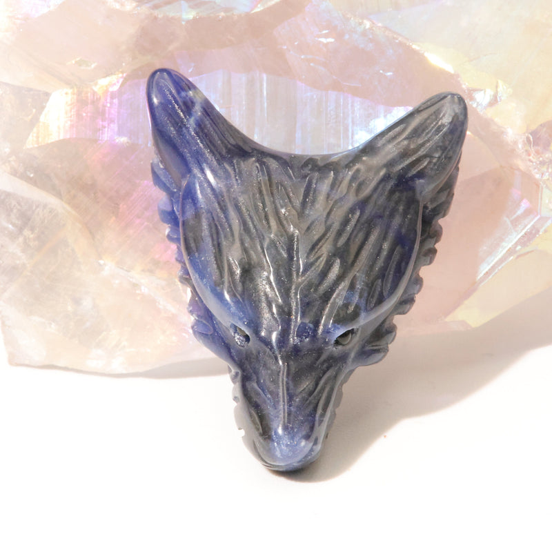 Pendentif loup sodalite avec son cordon ciré de 50 cm