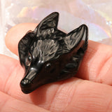 Pendentif Tête de Loup en Onyx Noir — Pierre naturelle sculptée