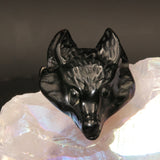Pendentif Tête de Loup en Onyx Noir — Pierre naturelle sculptée