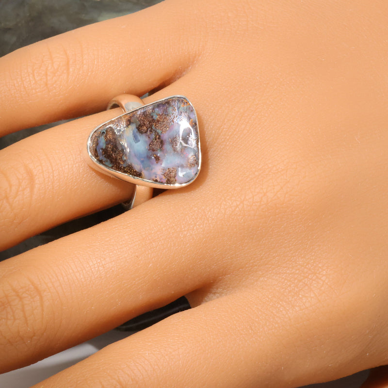 Bague opale boulder d'Australie livrée dans sa boîte
