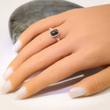 Bague Opale Noire d'Éthiopie en argent (Comète)