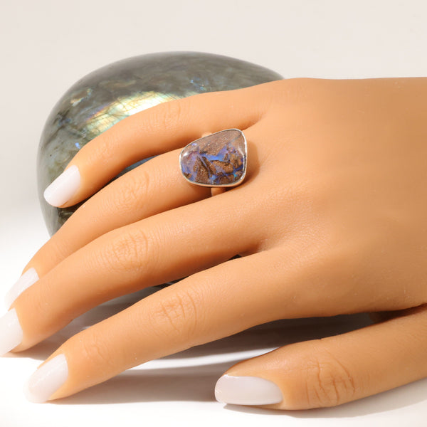 Bague opale boulder d'Australie livrée dans sa boîte