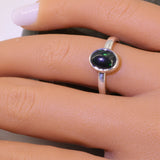 Bague Opale Noire d'Éthiopie en argent (Braise)