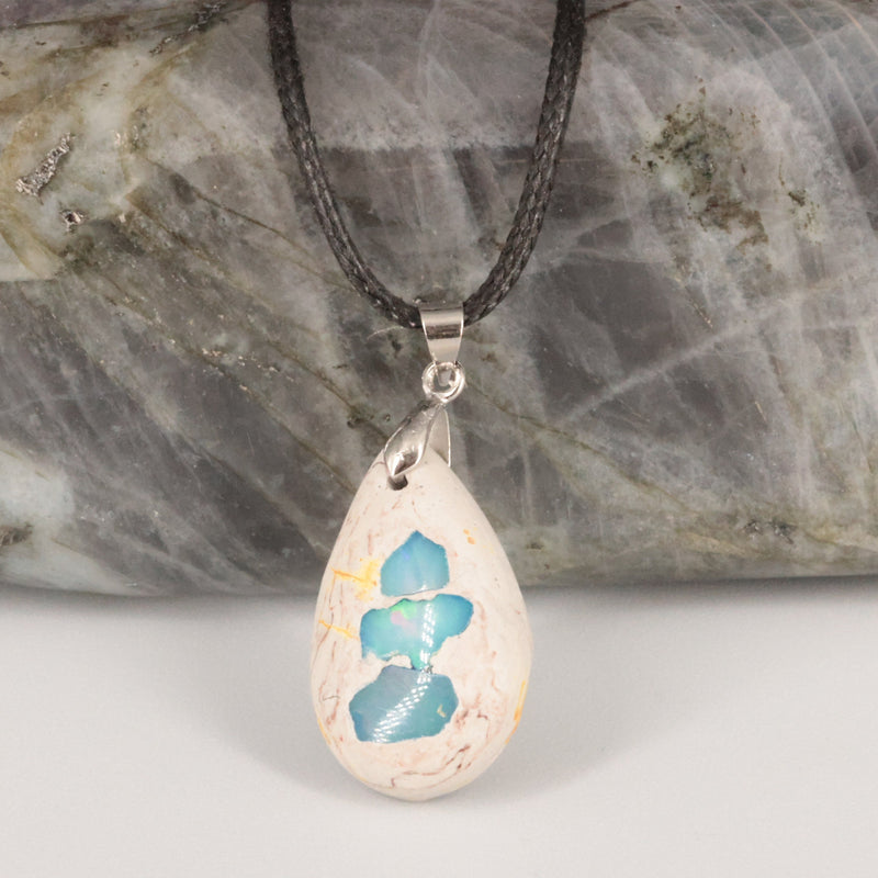 Pendentif Opale Bleue du Mexique (Azur)