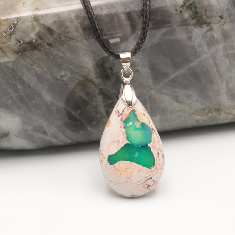 Pendentif Opale Bleue Verte du Mexique (Caraïbe)