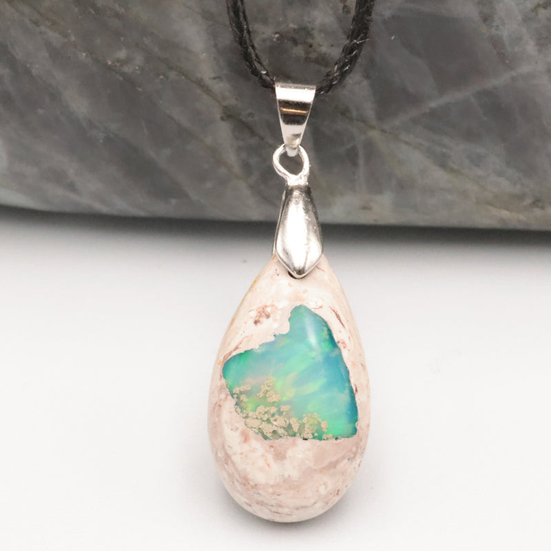 Pendentif Opale Verte du Mexique (Fougère)