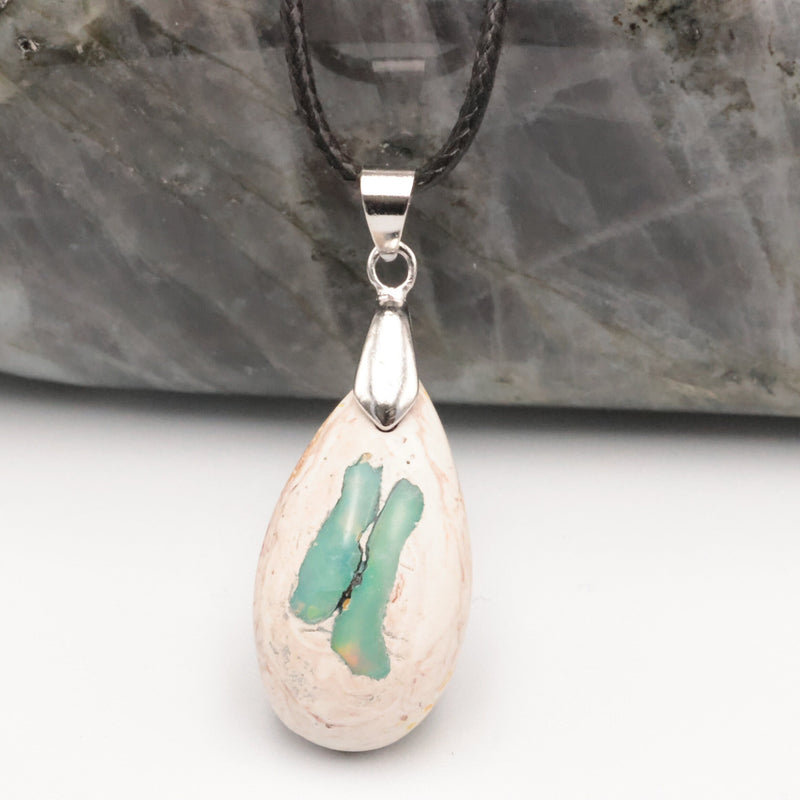 Pendentif Opale Bleue Verte du Mexique (Sirène)