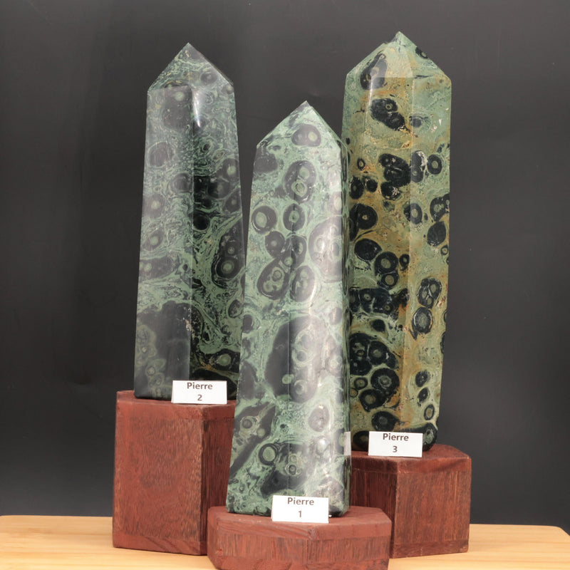 Motifs circulaires verts et crème du jaspe mabamba naturel