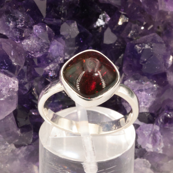 Bague opale noire d'Éthiopie en argent 925 réglable - La Pierre FR