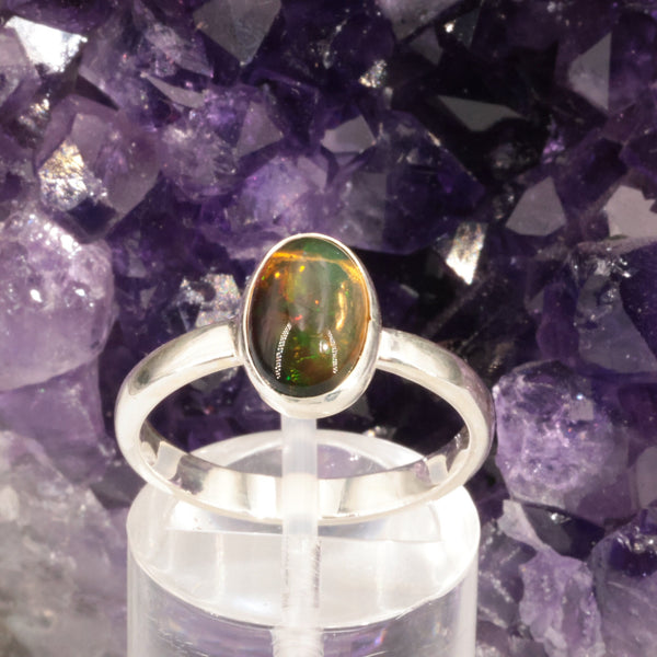 Bague opale noire d'Éthiopie en argent 925 réglable - La Pierre FR