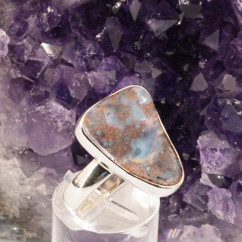 Bague Opale Boulder d'Australie en argent (Aurore)