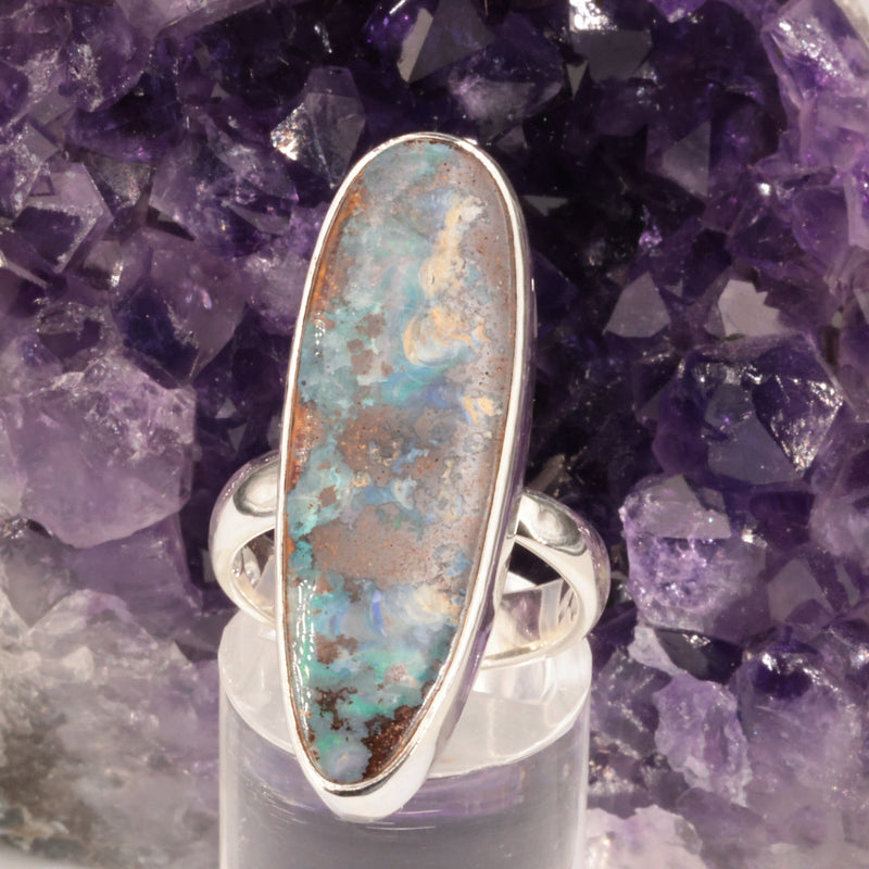 Bague Opale Boulder d'Australie en argent (Onde)