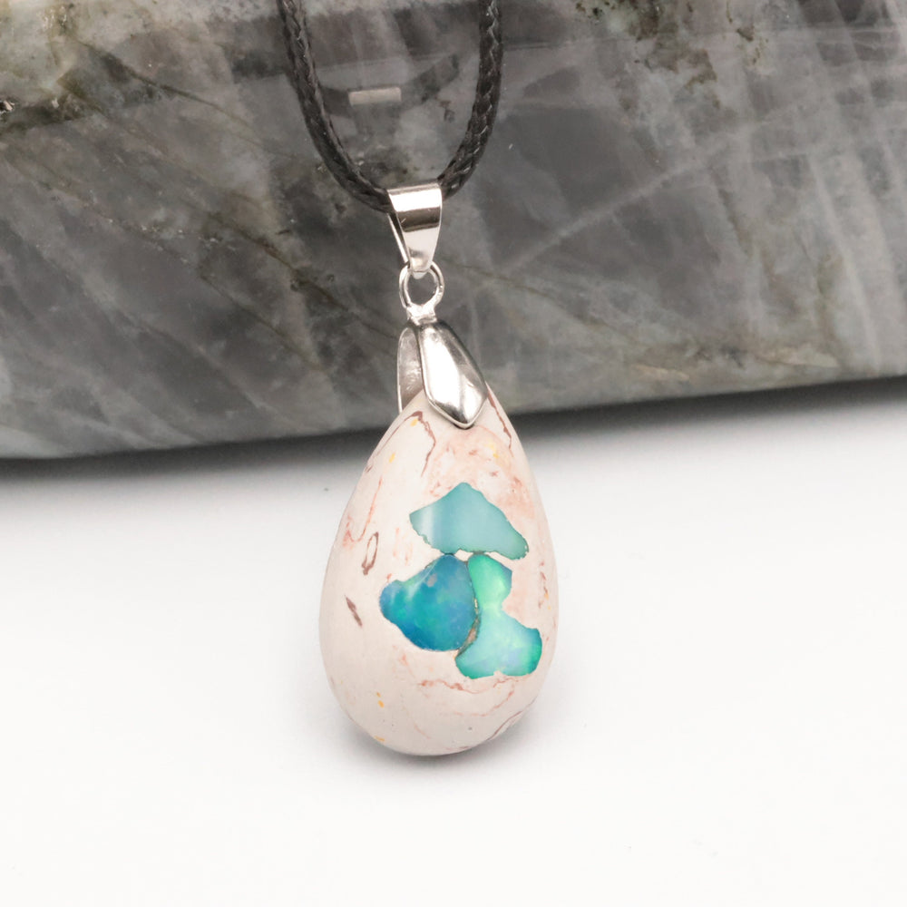 Pendentif opale bleue verte du Mexique, cabochon 25x16 mm - La Pierre FR