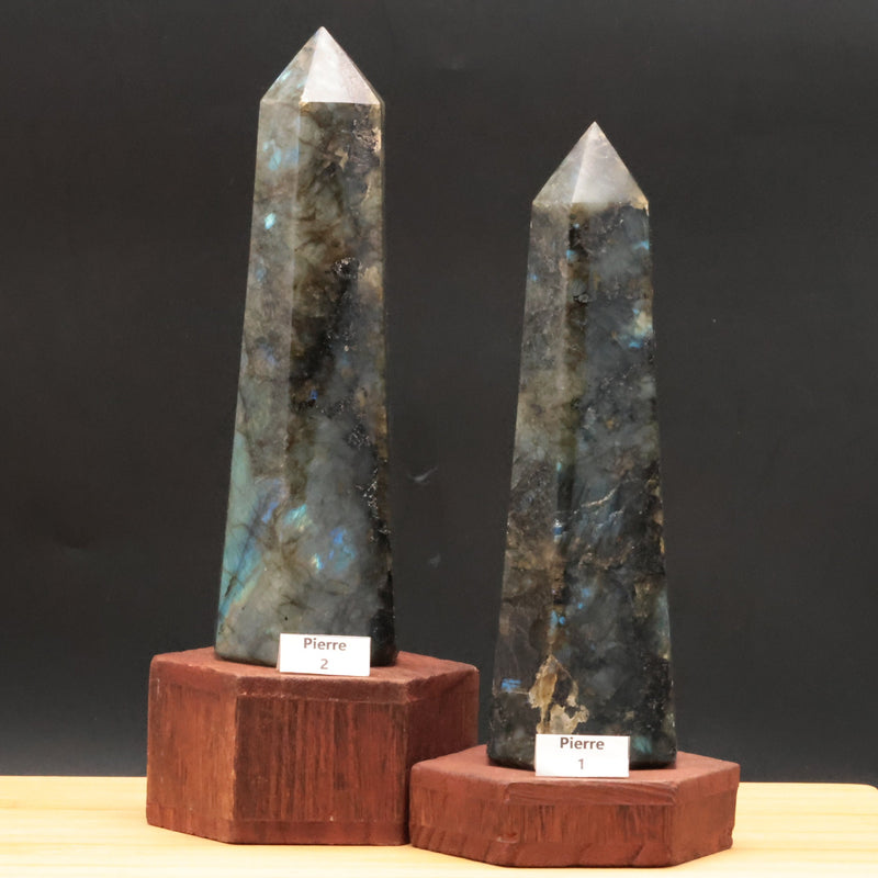 Obélisque en Labradorite de Madagascar — Pointe polie à la main, sélection B