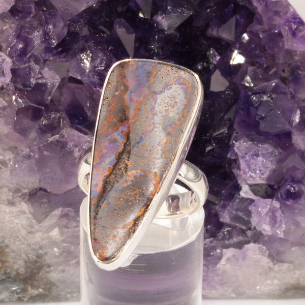 Bague opale boulder d'Australie en argent 925 réglable - La Pierre FR
