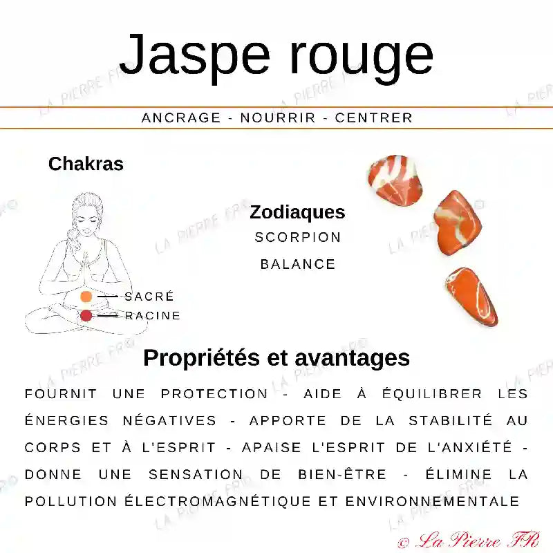 Pendentif Goutte en Pierre Jaspe Rouge