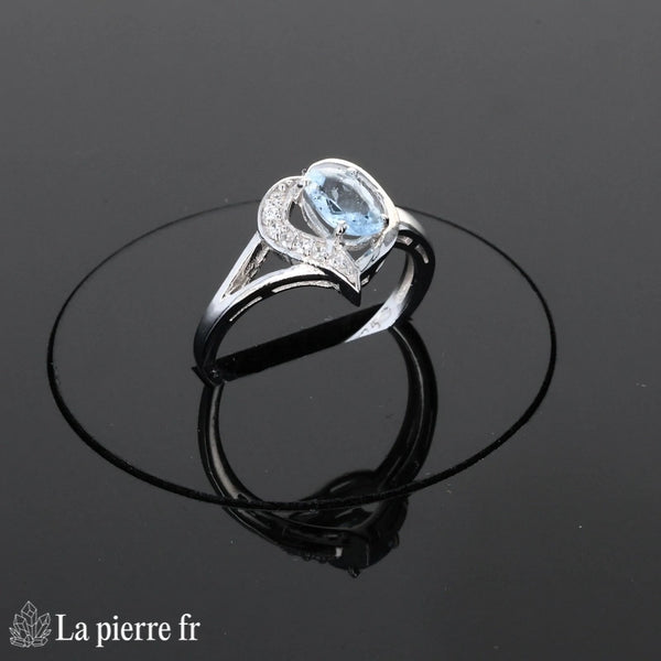 Profil de la Bague Aigue-Marine (Cœur Vintage) mettant en évidence le design coeur de la monture.