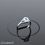 Profil de la Bague Aigue-Marine (Épure Ovale) en argent 925, soulignant son design simple et élégant.
