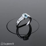 Profil de la Bague Aigue-Marine (Vintage Solitaire) en argent 925, mettant en évidence la monture originale.
