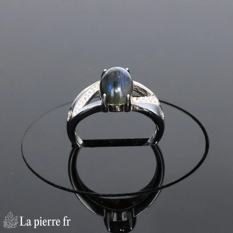 Bague femme La Pierre Fr modèle (Aura Vintage) argent rhodié zircons