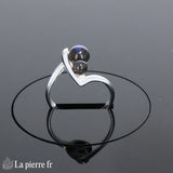 Bague femme design moderne La Pierre Fr modèle (Duo Céleste) 2 pierres