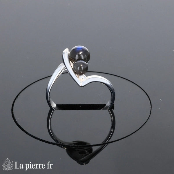 Bague femme design moderne La Pierre Fr modèle (Duo Céleste) 2 pierres