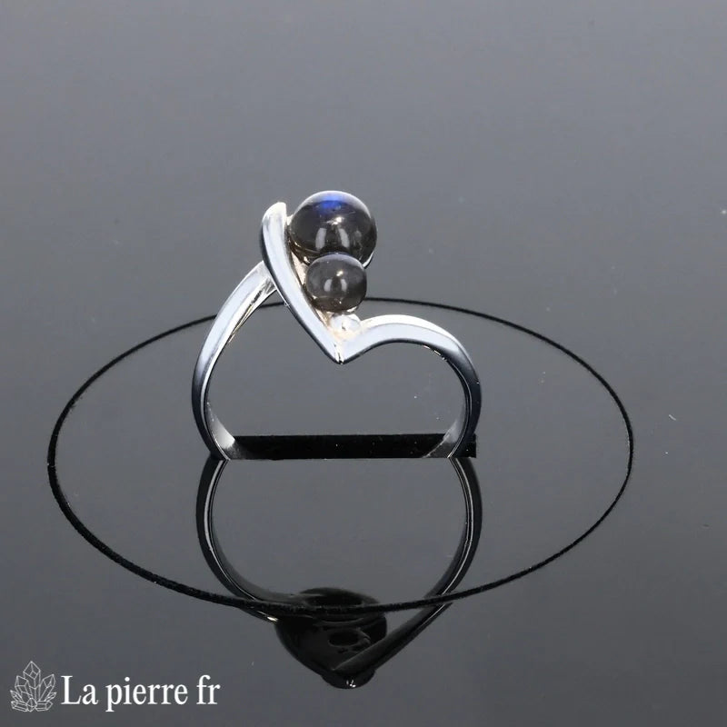 Bague femme design moderne La Pierre Fr modèle (Duo Céleste) 2 pierres
